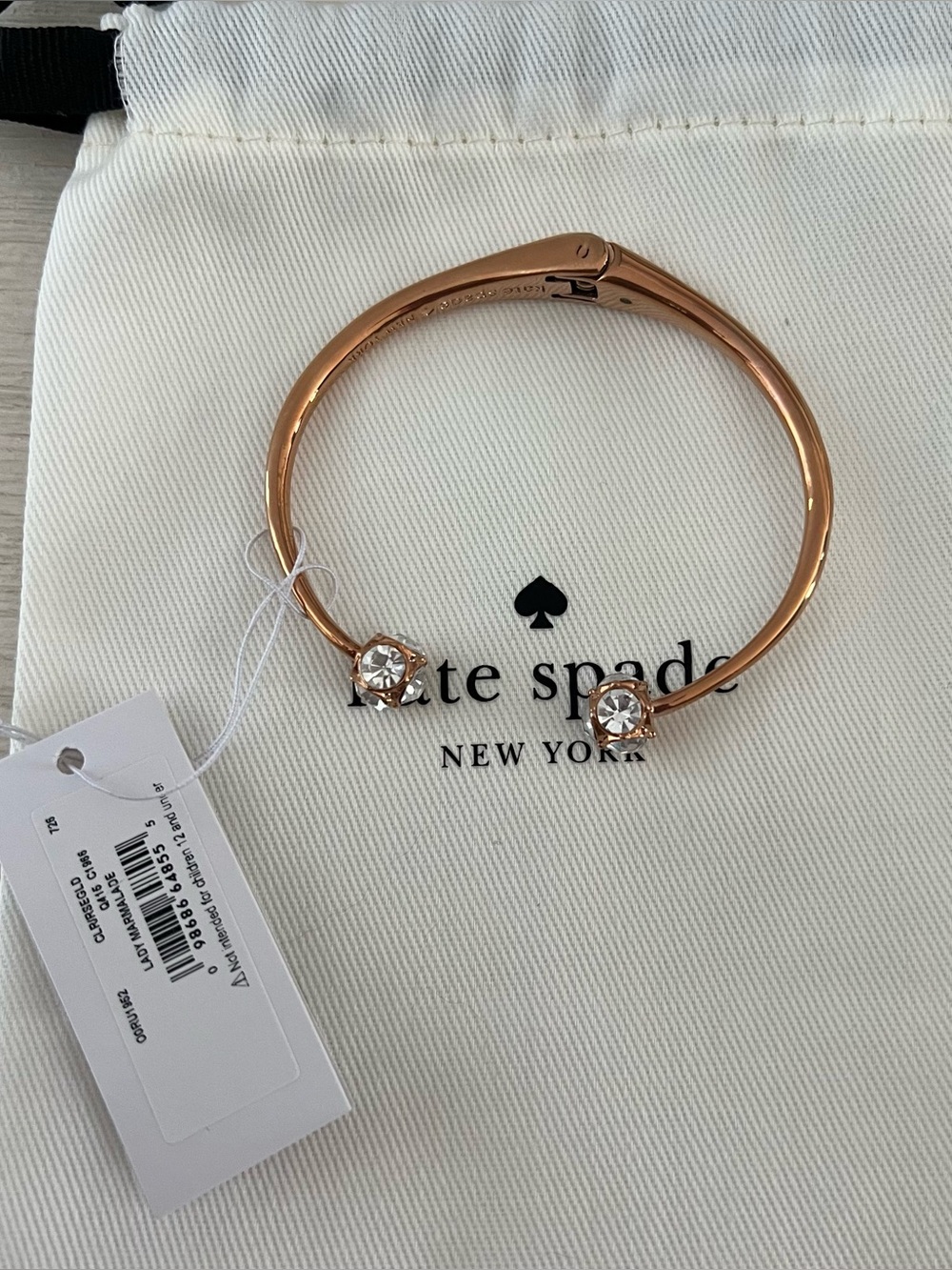 Kate Spade Lady Marmalade Open Cuff Rose Gold Crystal Bracelet